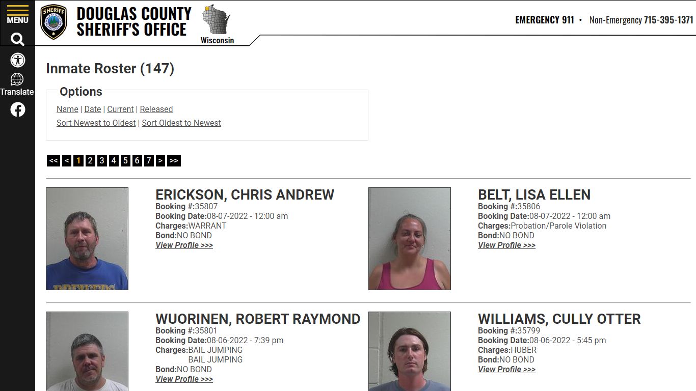 Inmate Roster - Douglas County Sheriff WI